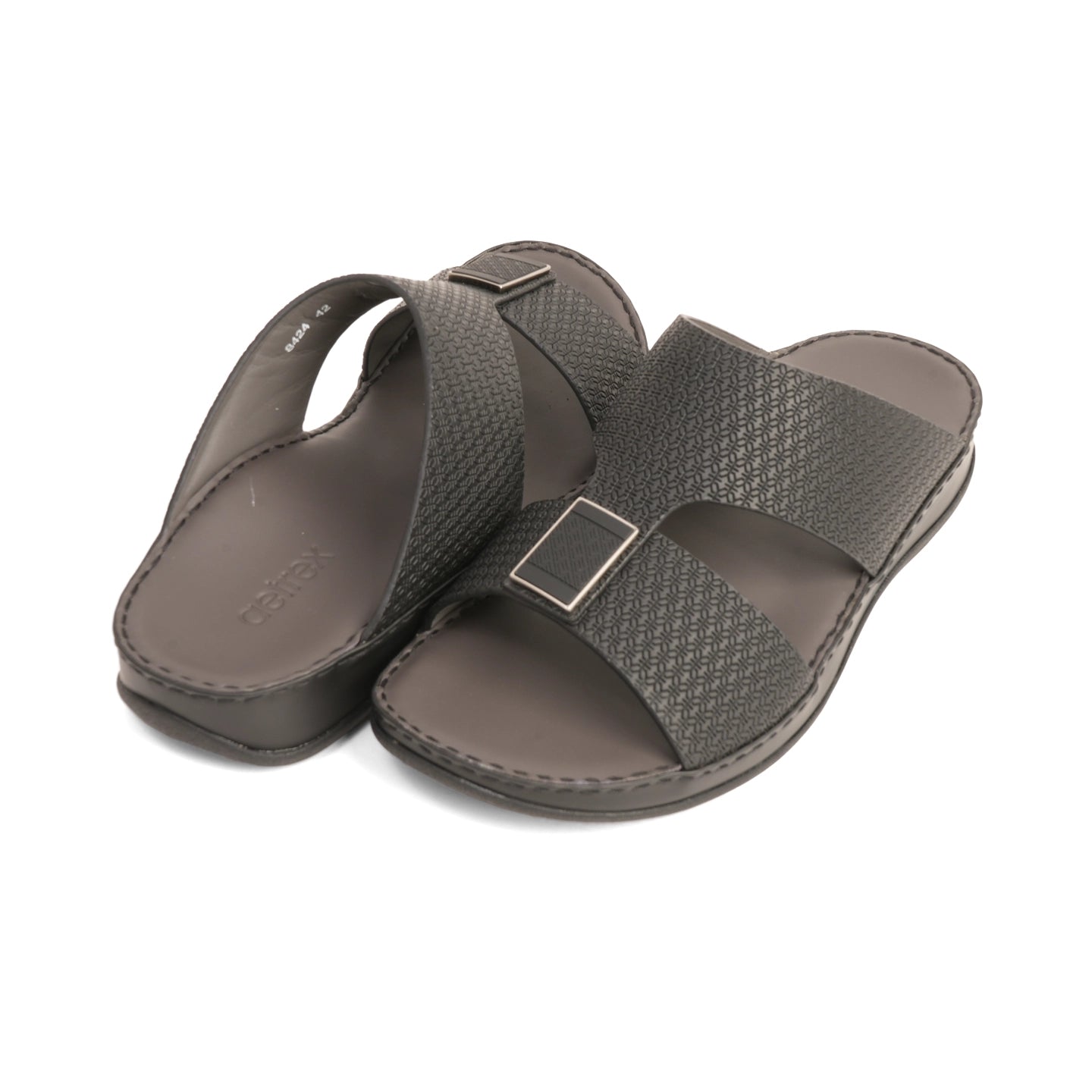 Aetrex Men's traditional Textured Leather Arabic Sandals - Black - Aetrex Middle East