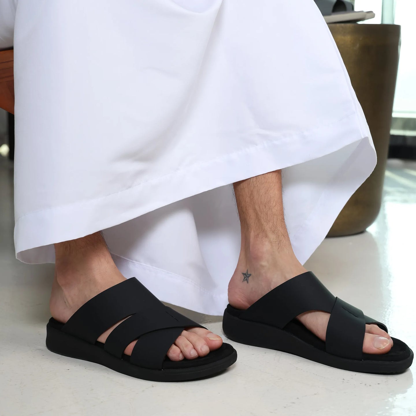 Aetrex Premium Comfort Foot Bed Arabic Sandals Black