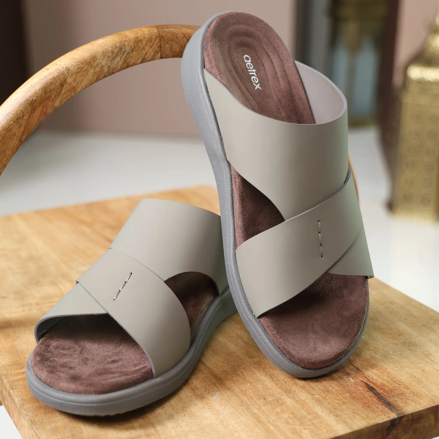 Aetrex Premium Comfort Foot Bed Arabic Sandals Stone
