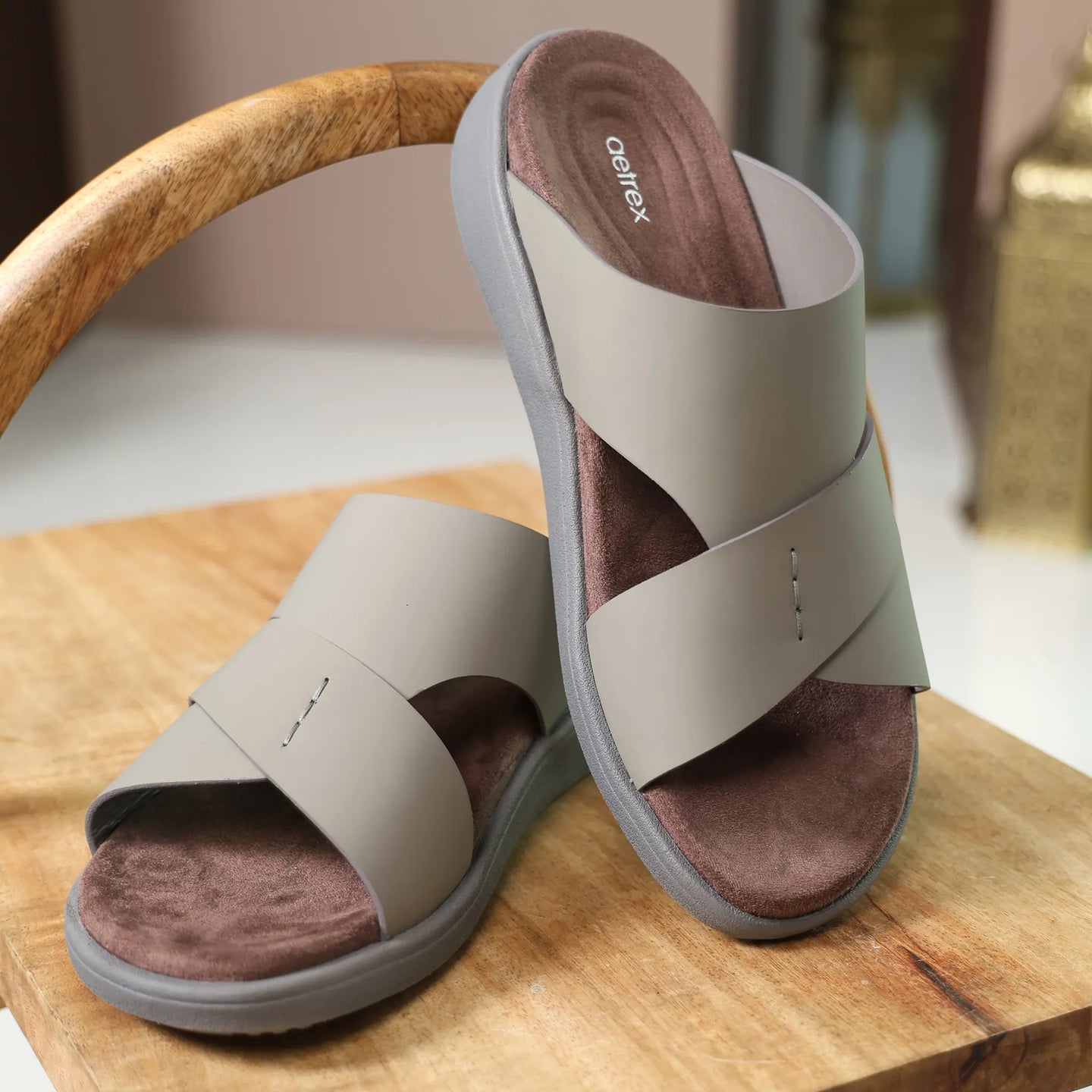 Aetrex Premium Comfort Foot Bed Arabic Sandals Stone