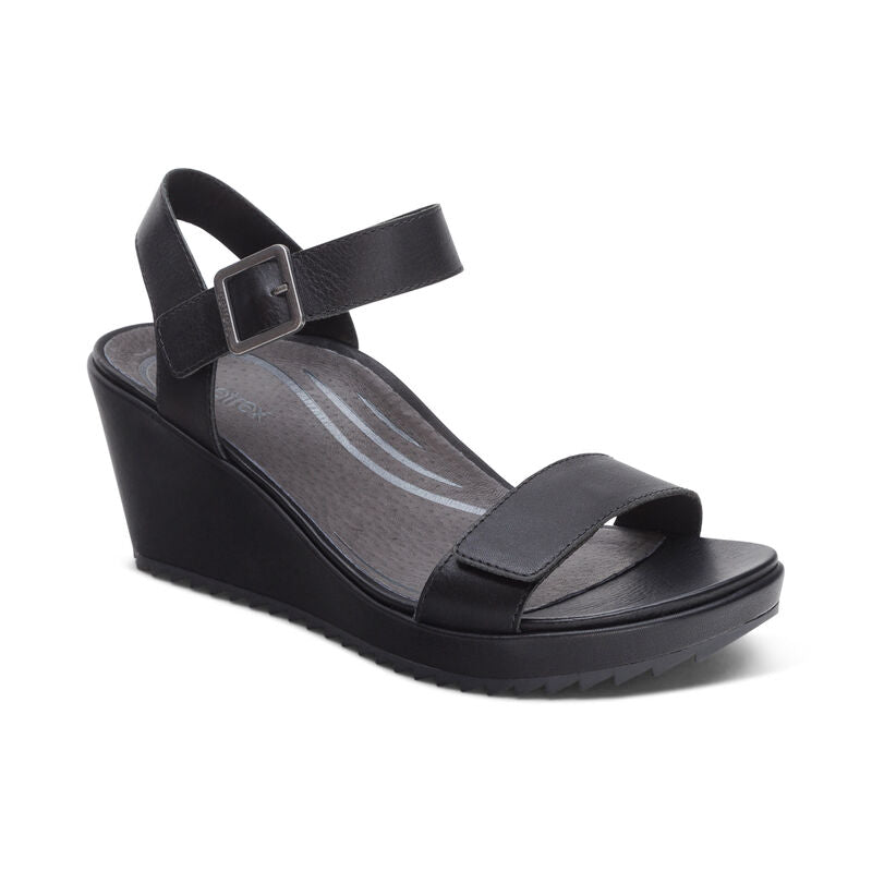 Andrea Quarter Strap Wedge Black - Aetrex Middle East