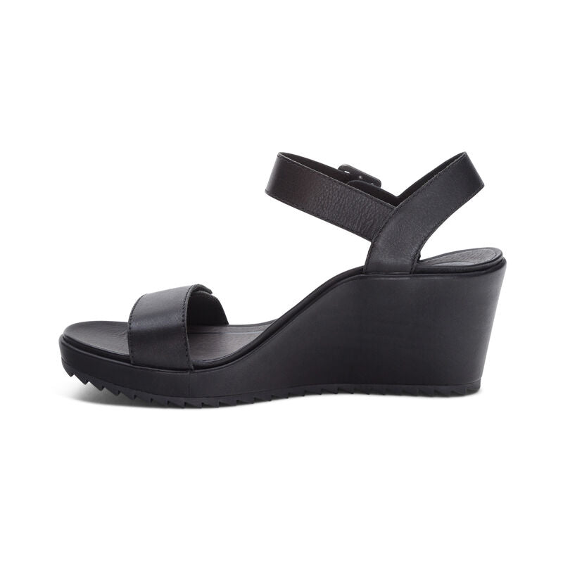 Andrea Quarter Strap Wedge Black - Aetrex Middle East