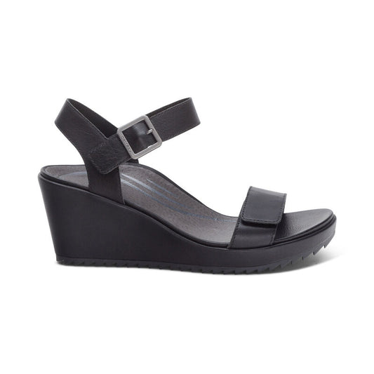 Andrea Quarter Strap Wedge Black - Aetrex Middle East