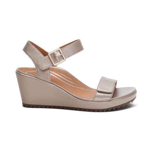 Andrea Quarter Strap Wedge Platinum - Aetrex Middle East