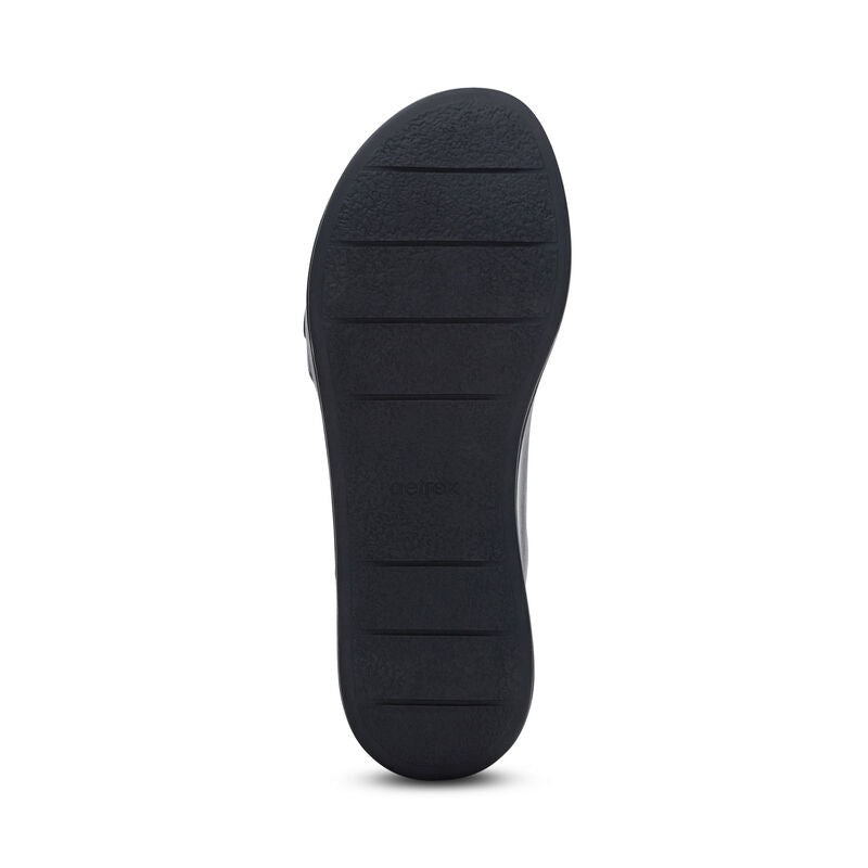 Ariel Adjustable Quarter Strap Wedge Black - Aetrex Middle East