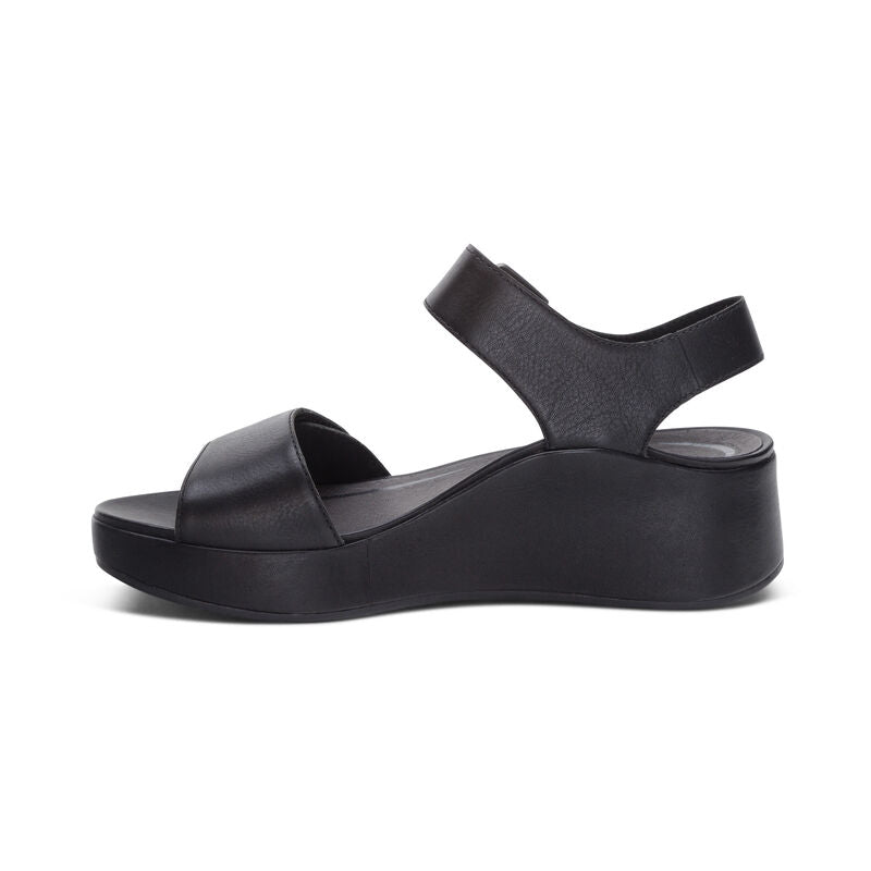 Ariel Adjustable Quarter Strap Wedge Black - Aetrex Middle East