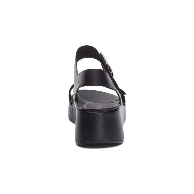 Ariel Adjustable Quarter Strap Wedge Black - Aetrex Middle East