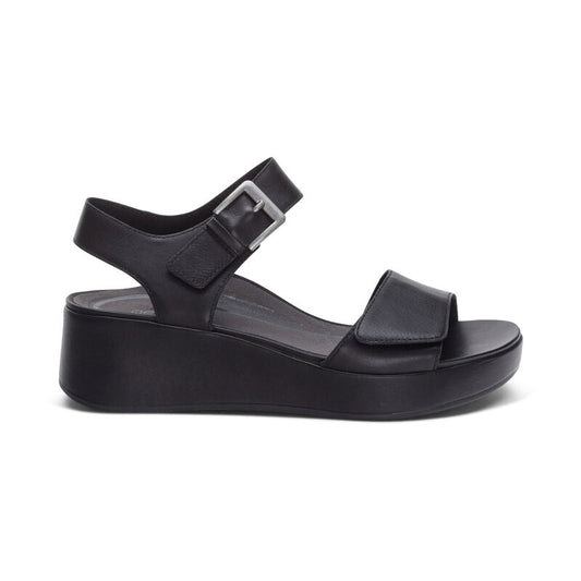 Ariel Adjustable Quarter Strap Wedge Black - Aetrex Middle East