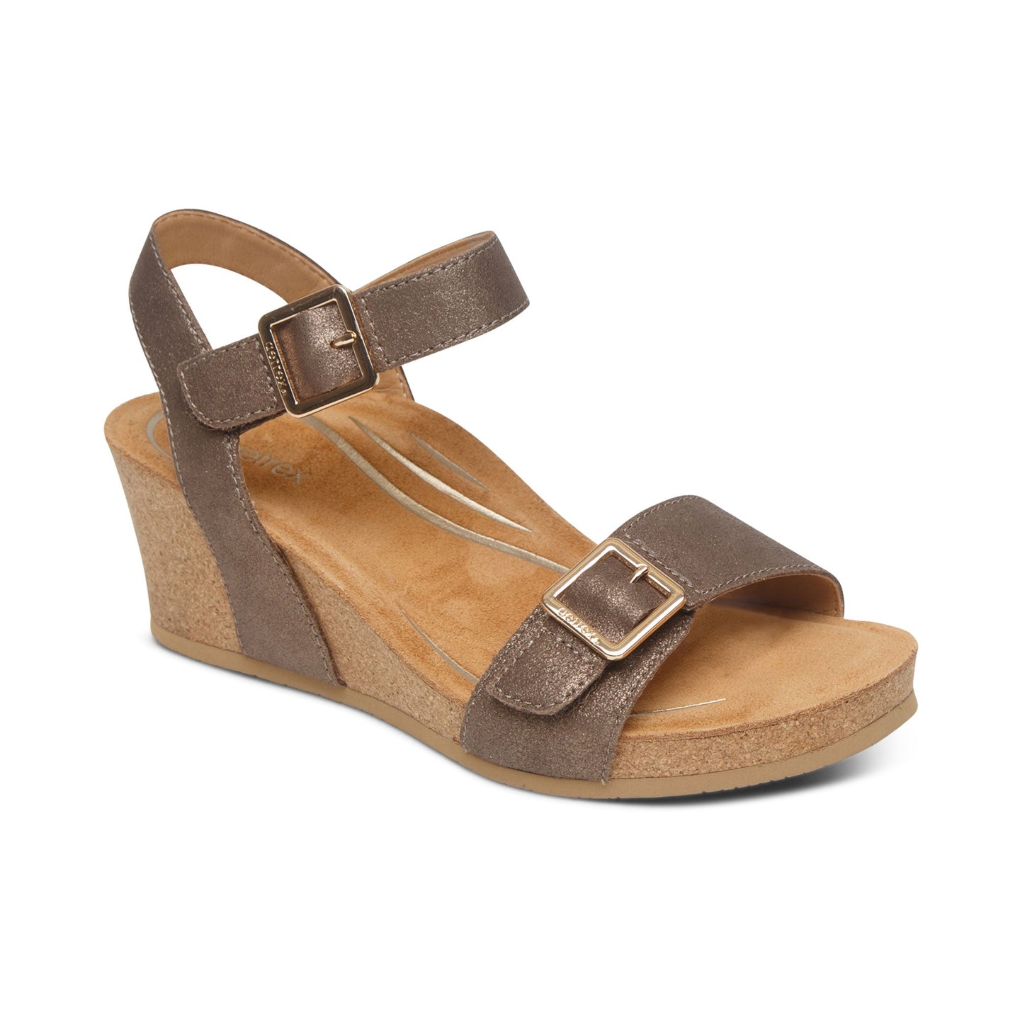 Lexa Quarter Strap Wedge Sandals Bronze