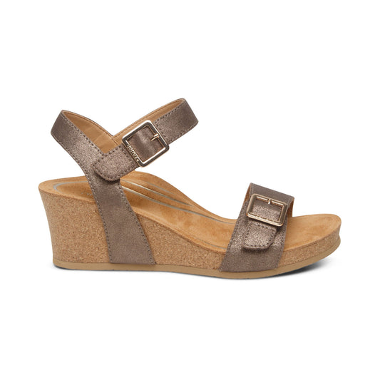 Lexa Quarter Strap Wedge Sandals Bronze