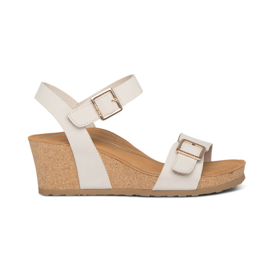 Lexa Quarter Strap Wedge Sandals Ivory