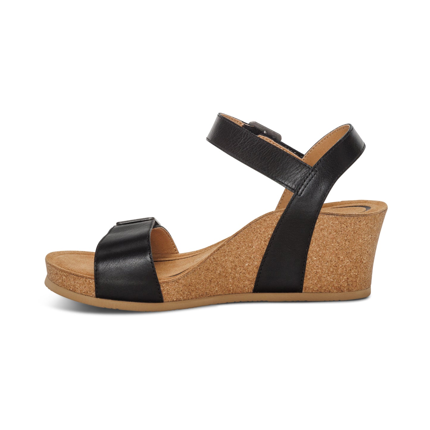 Lexa Quarter Strap Wedge Sandals - Black Leather