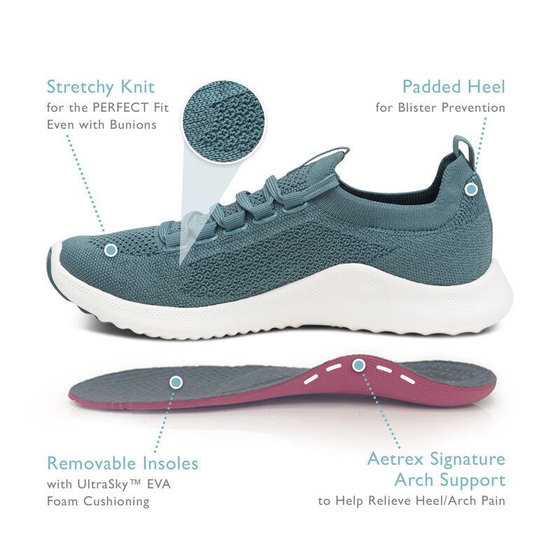 Carly Arch Support Sneakers Black - Aetrex Middle East