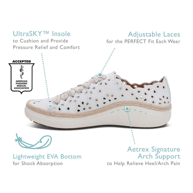 Charlotte Lace Up Sneaker White - Aetrex Middle East