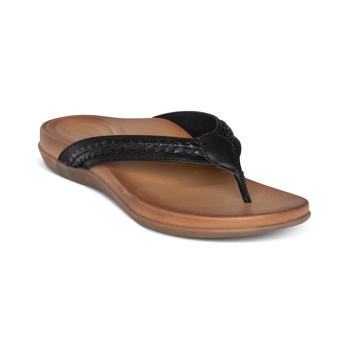 Emmy Braided Thong Sandals Black - Aetrex Middle East
