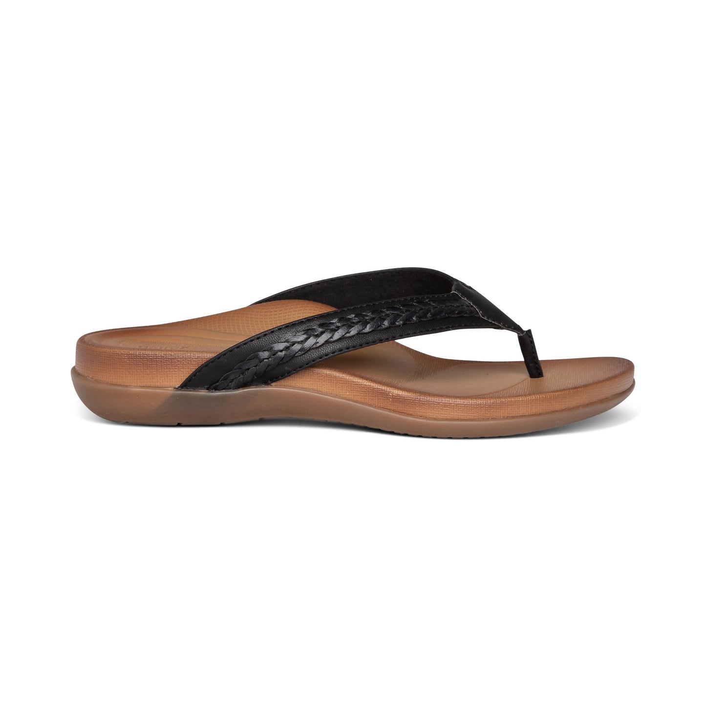 Emmy Braided Thong Sandals Black - Aetrex Middle East