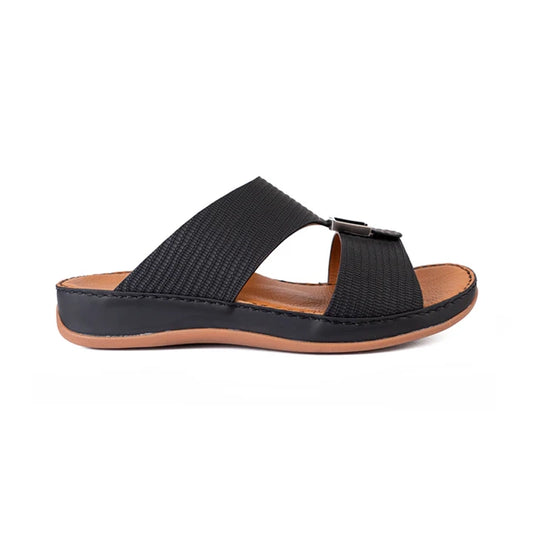 Italian Leather Lizard Embossed Arabic Sandals Black - Aetrex Middle East