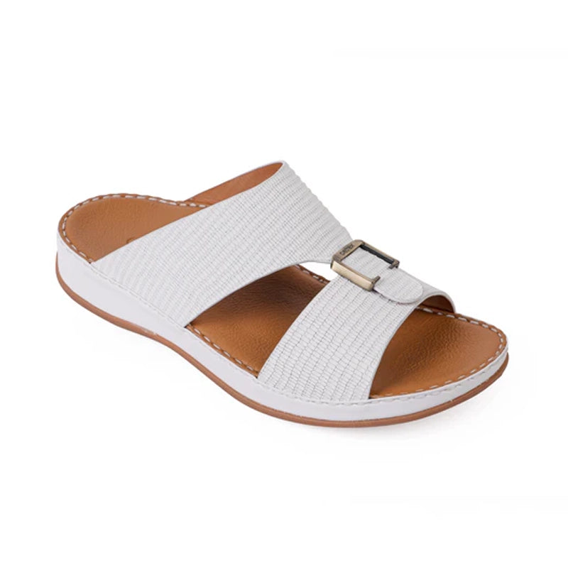 Italian Leather Lizard Embossed Arabic Sandals White - Aetrex Middle East
