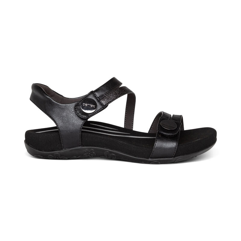 Jess Adjustable Strap Women Sandals Black - Aetrex Middle East