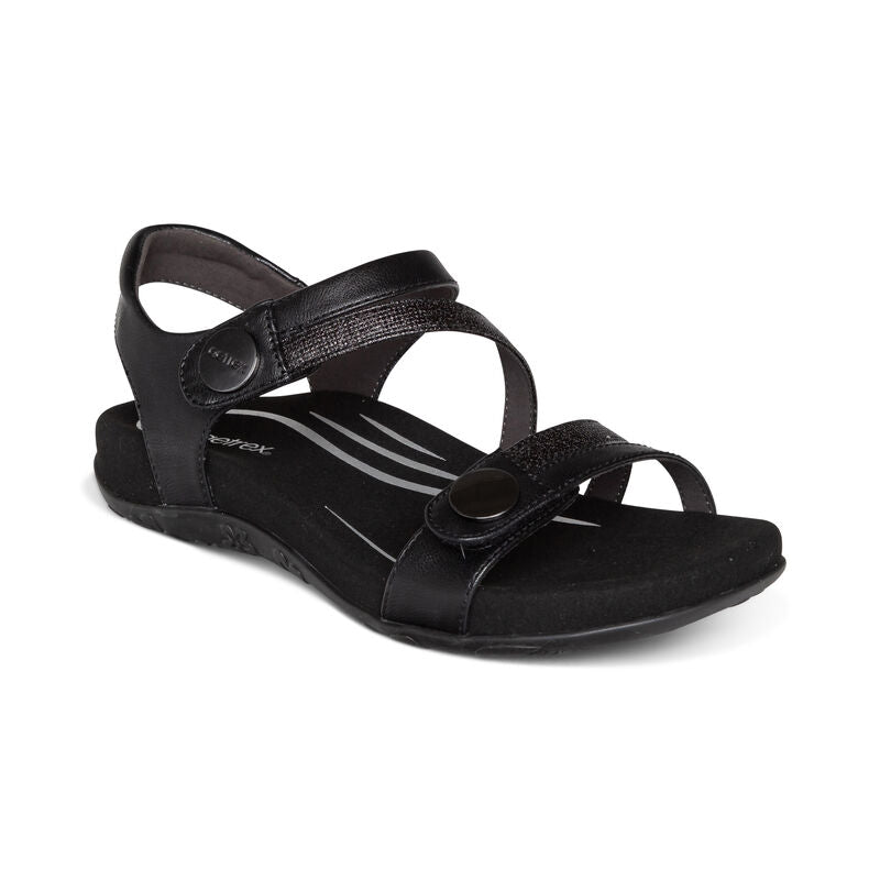 Jess Adjustable Strap Women Sandals Black - Aetrex Middle East
