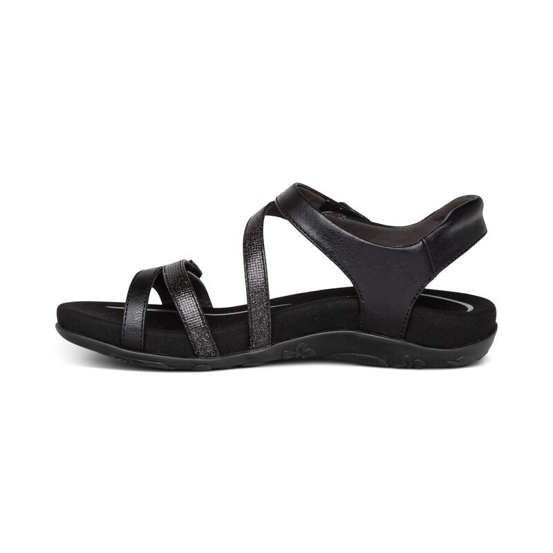 Jess Adjustable Strap Women Sandals Black - Aetrex Middle East