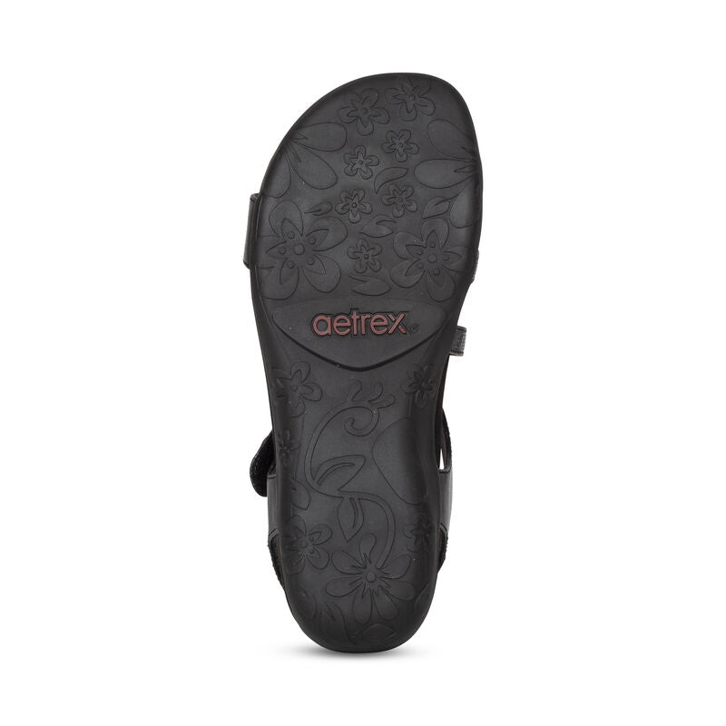 Jess Adjustable Strap Women Sandals Black - Aetrex Middle East