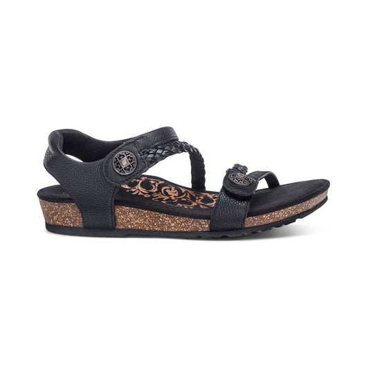 Jillian Braided Women Strap Sandal Black - Aetrex Middle East