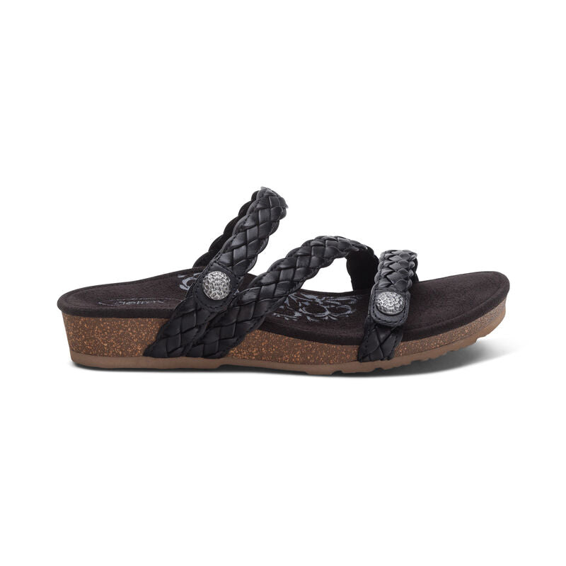 Josie Braided Slide Black - Aetrex Middle East