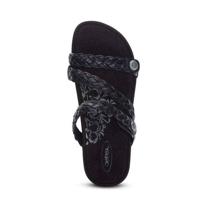 Josie Braided Slide Black - Aetrex Middle East