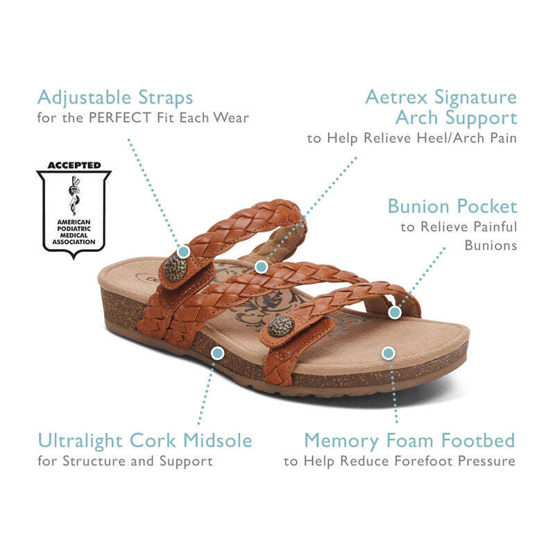 Josie Braided Slide Champagne - Aetrex Middle East