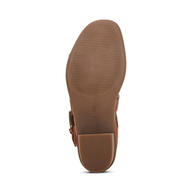 Kristin Arch Support Block Heel Cognac - Aetrex Middle East