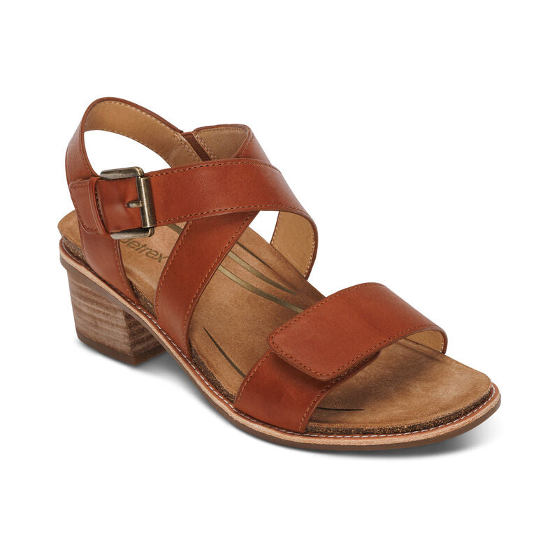 Kristin Arch Support Block Heel Cognac - Aetrex Middle East
