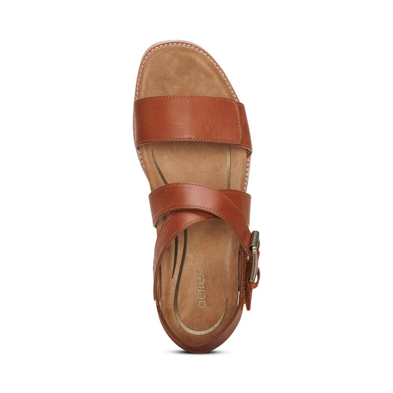 Kristin Arch Support Block Heel Cognac - Aetrex Middle East