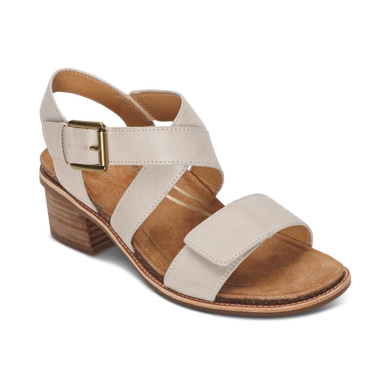 Kristin Arch Support Block Heel Ivory - Aetrex Middle East