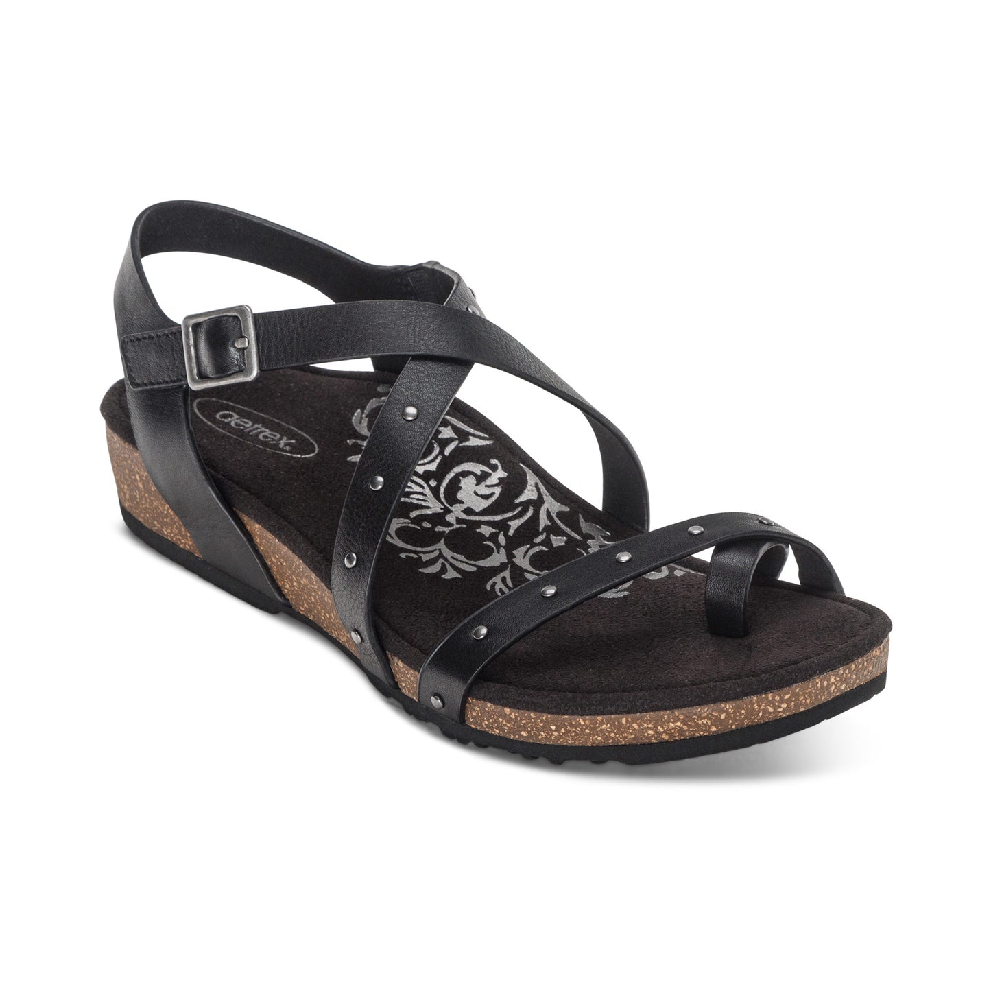 Lauren Quarter Strap Sandal - Black - Aetrex Middle East