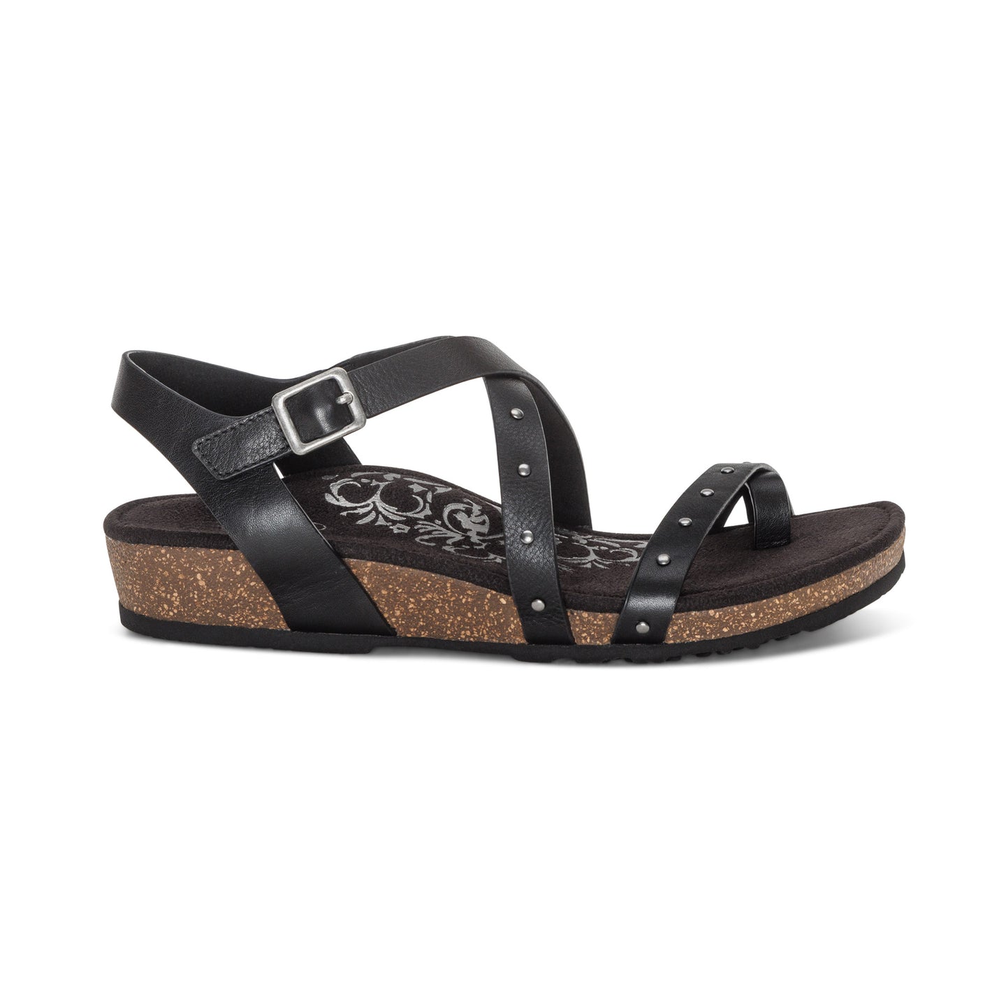 Lauren Quarter Strap Sandal - Black - Aetrex Middle East