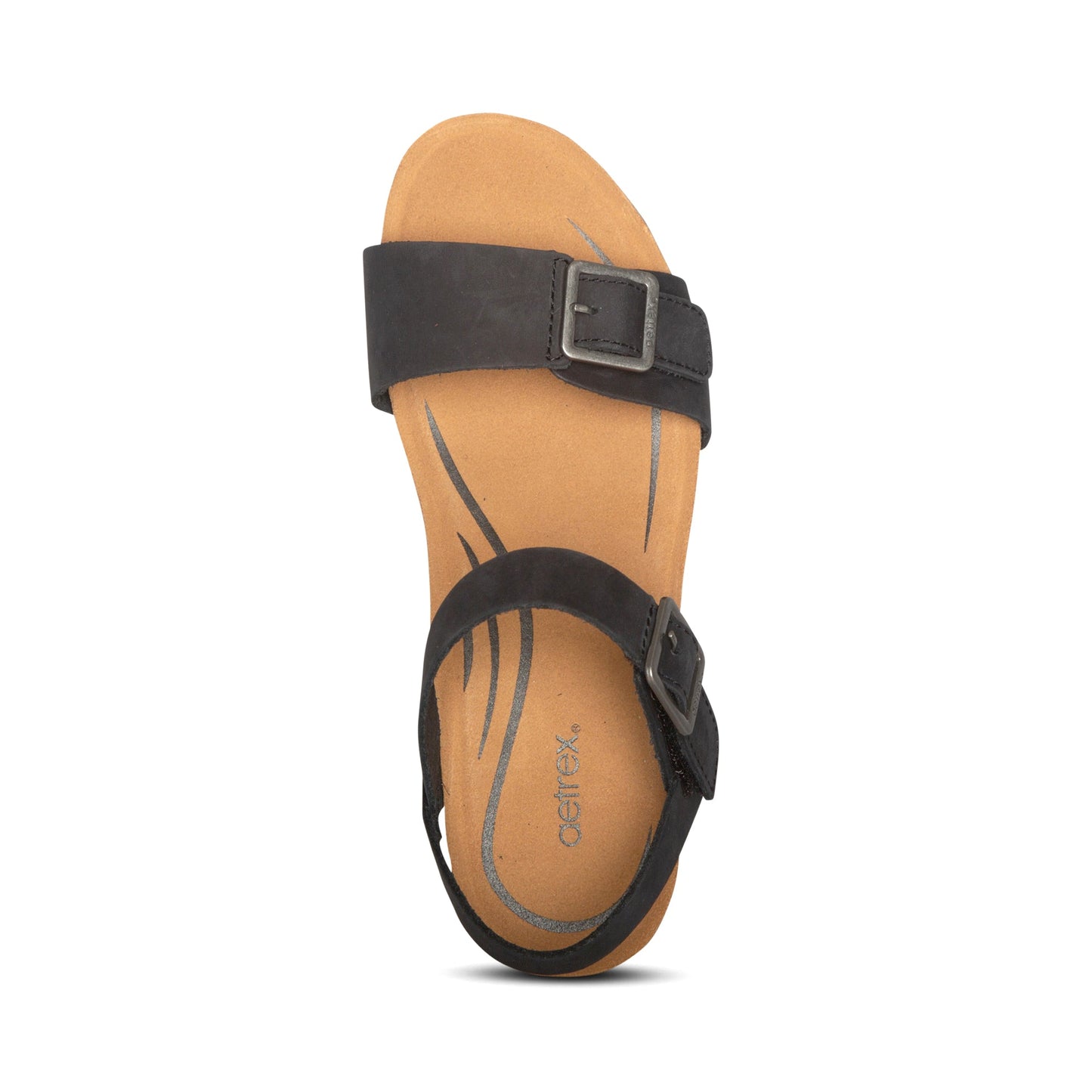 Lexa Quarter Strap Wedge Sandals Black - Aetrex Middle East