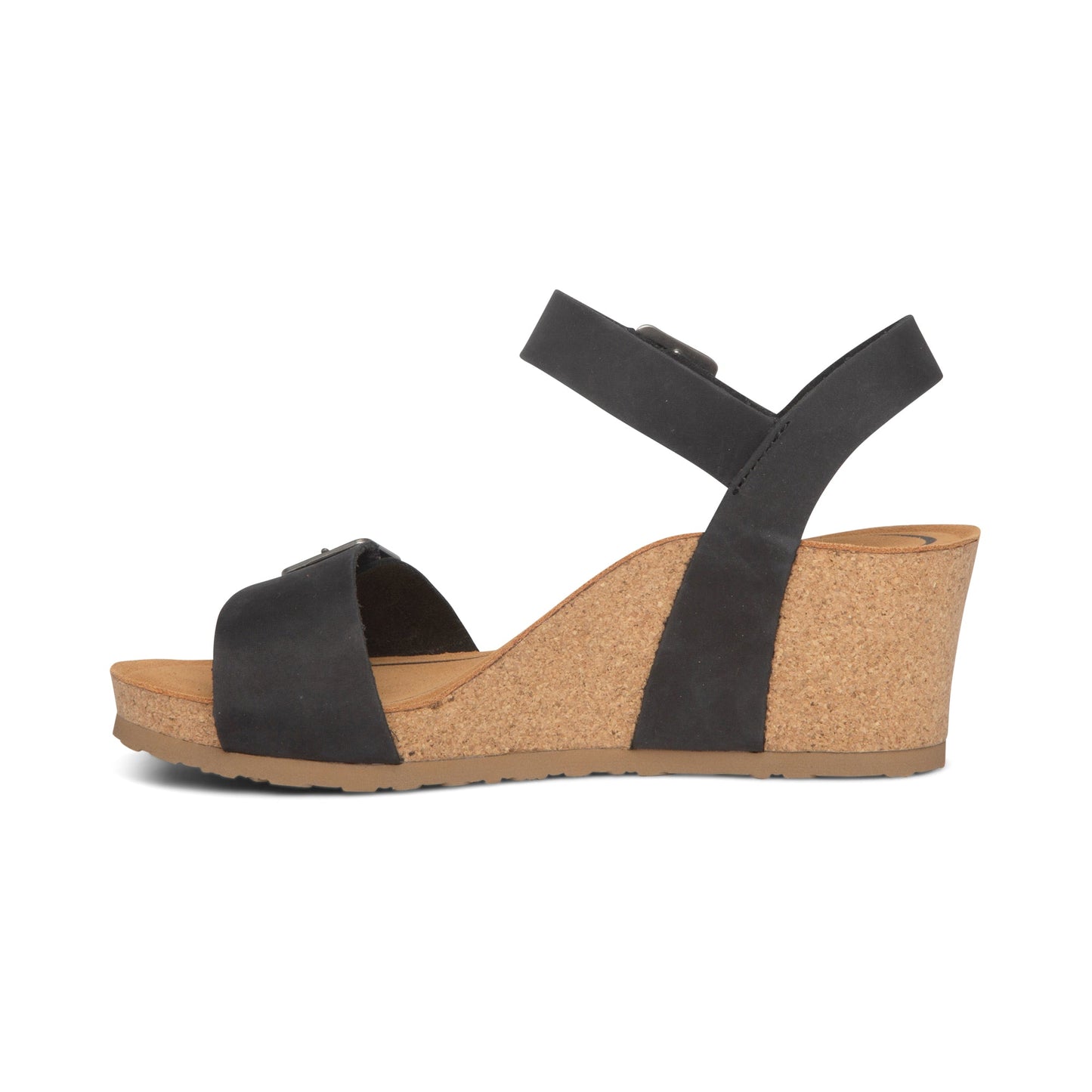 Lexa Quarter Strap Wedge Sandals Black - Aetrex Middle East