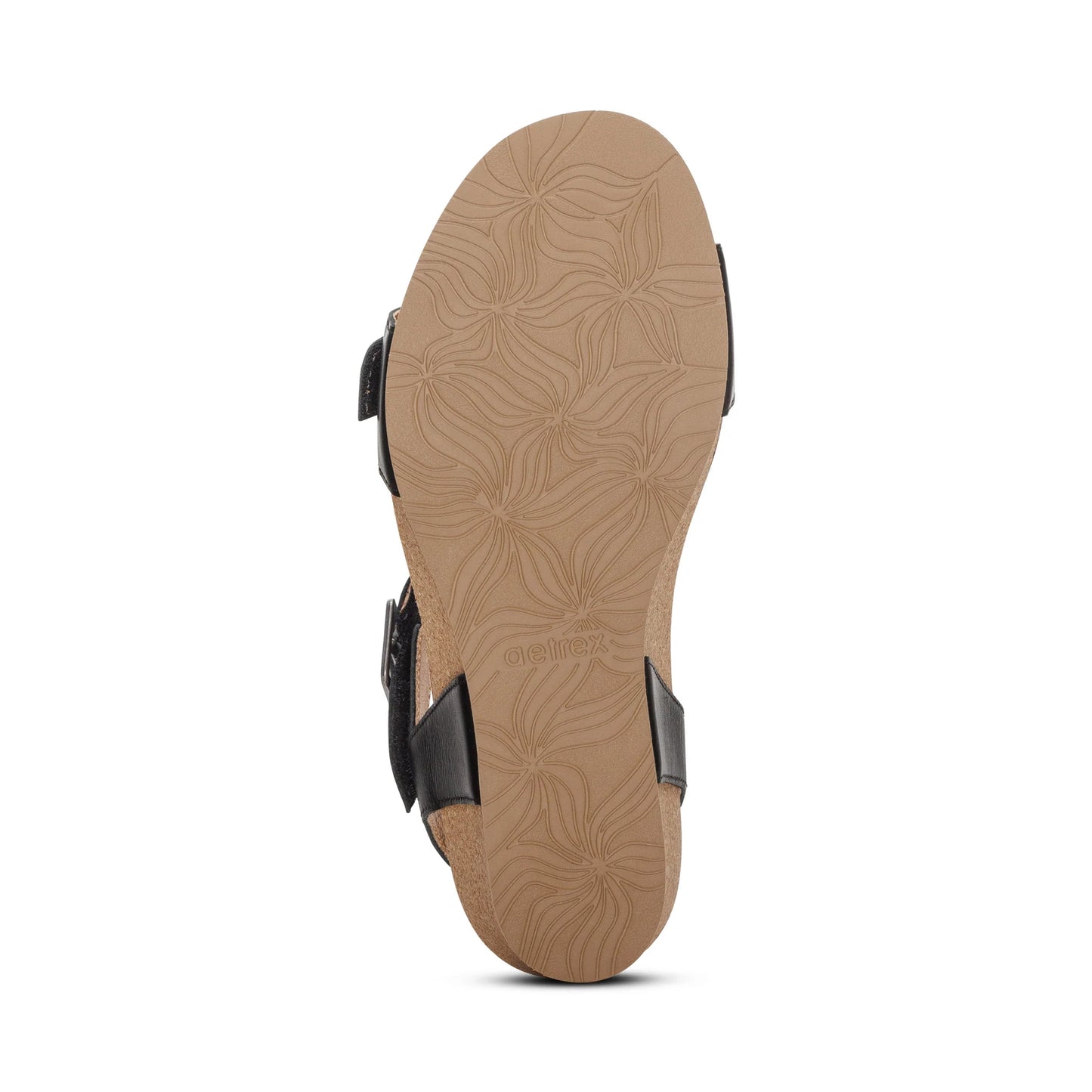 Lexa Quarter Strap Wedge Sandals Black - Aetrex Middle East