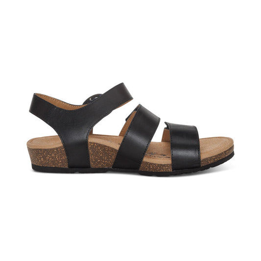 Lilly Adjustable Strap Women Sandals Black - Aetrex Middle East