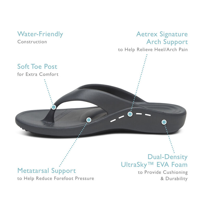 Maui Orthotic Flips Women - Grey - Aetrex Middle East