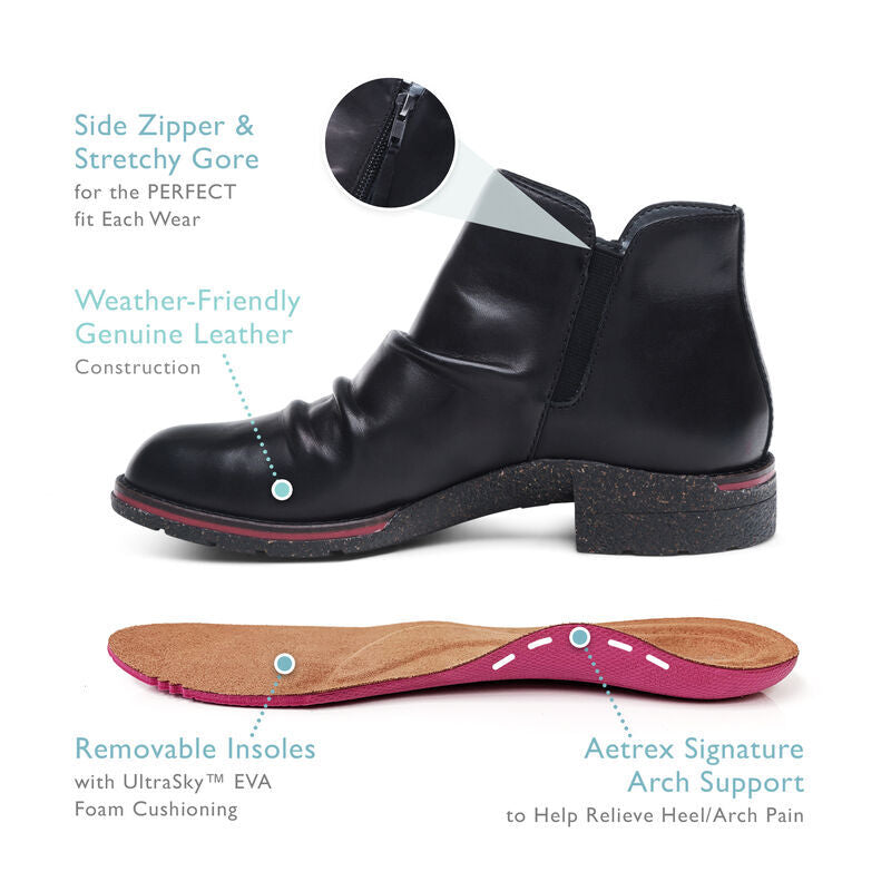 Mila Women Low Boots Black - Aetrex Middle East