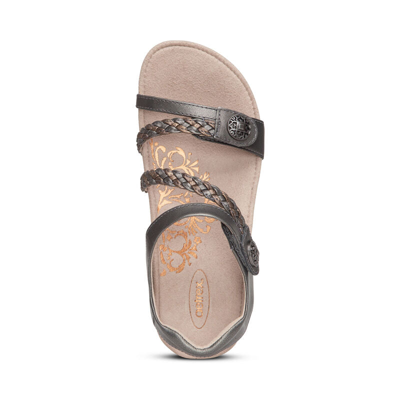 Jillian Braided Strap Women Sandal Gun Metal