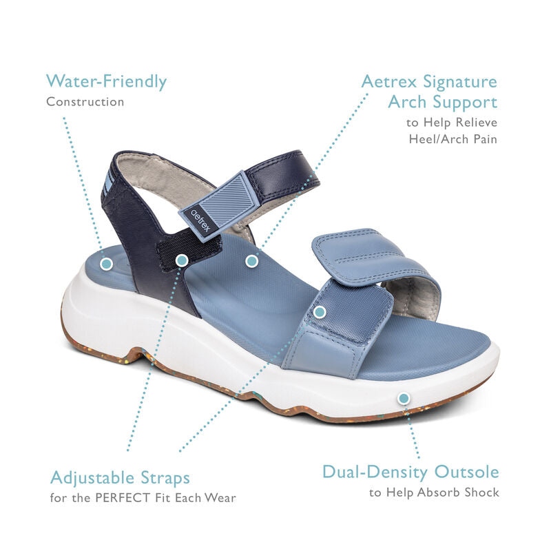 Aetrex Whit Water-Friendly Sport Sandals Blue
