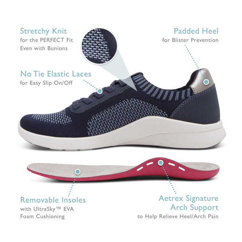 Teagan Arch Support Sneakers - Navy - Aetrex Middle East