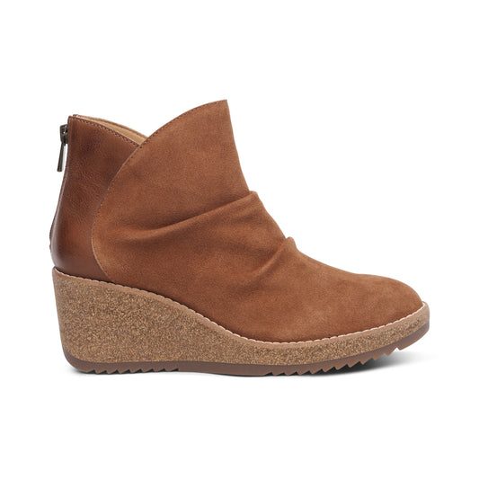 Kara Ankle Wedge Boot - Cognac